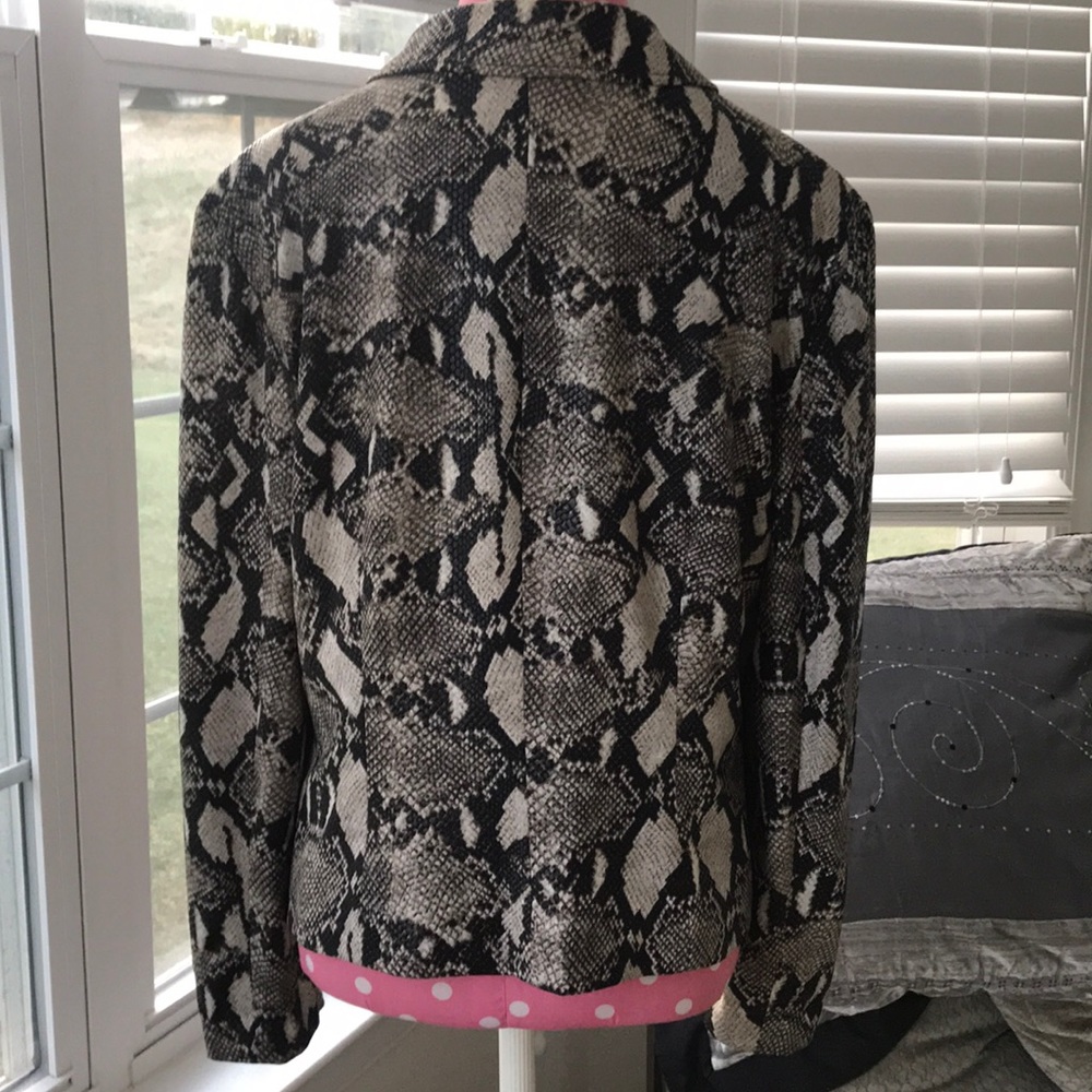 Snake Print Zip Up Collared Jacket Like New 14 - image 4